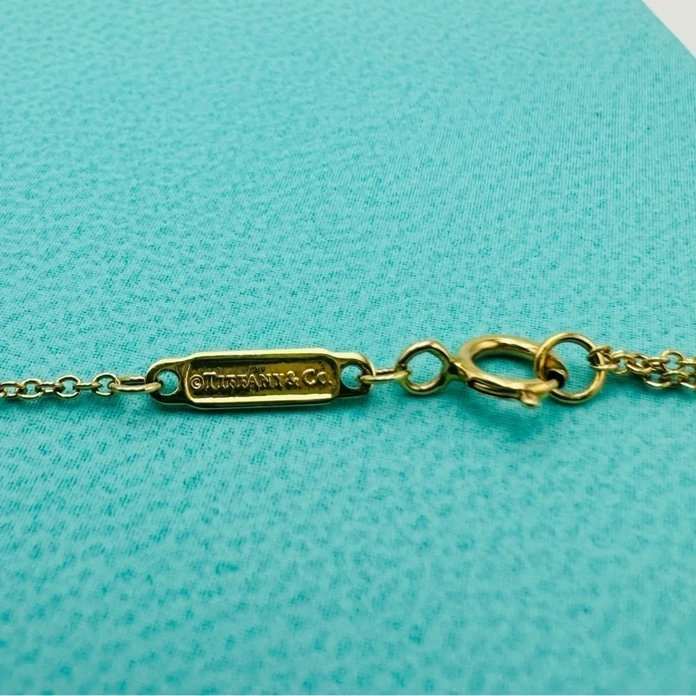 Tiffany & Co. 18K Yellow Gold Diamonds Vertical Bar Pendant Necklace 16”-18”